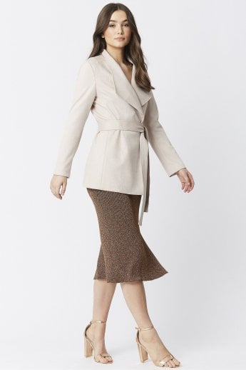 JAYLEY Pink Faux Suede Jacket Tie Waist
