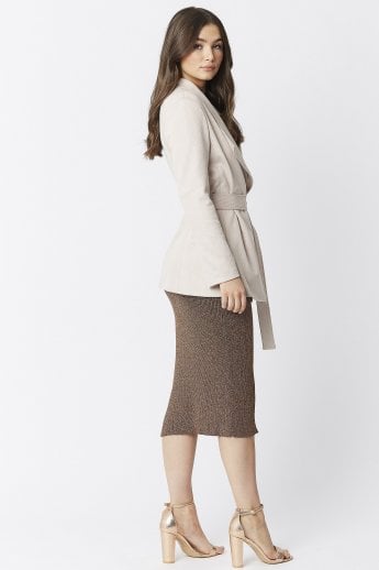 JAYLEY Pink Faux Suede Jacket Tie Waist
