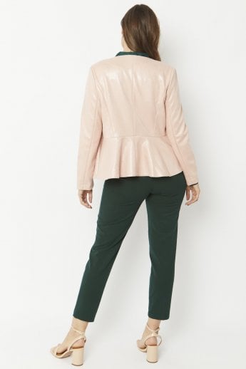 JAYLEY Pink Faux Suede Peplum Jacket