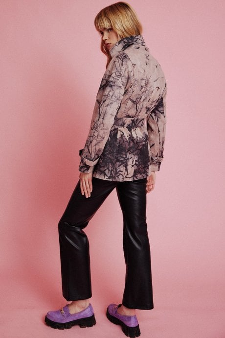 JAYLEY Pink Faux Suede Trench Coat