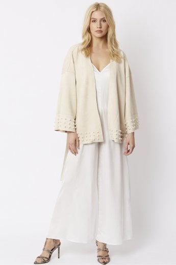 JAYLEY Pink Faux Suede Wrap Jacket