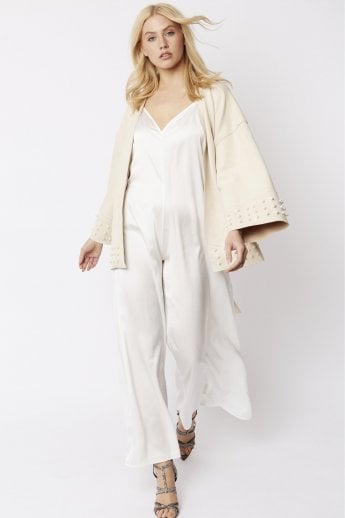 JAYLEY Pink Faux Suede Wrap Jacket