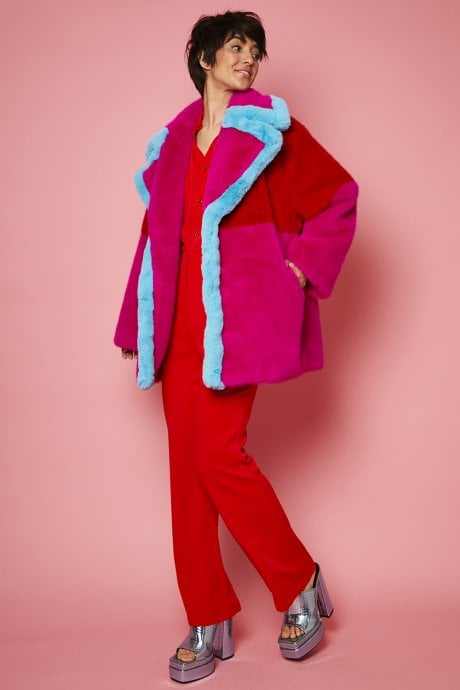 JAYLEY Pink Gigi Patchwork Coat