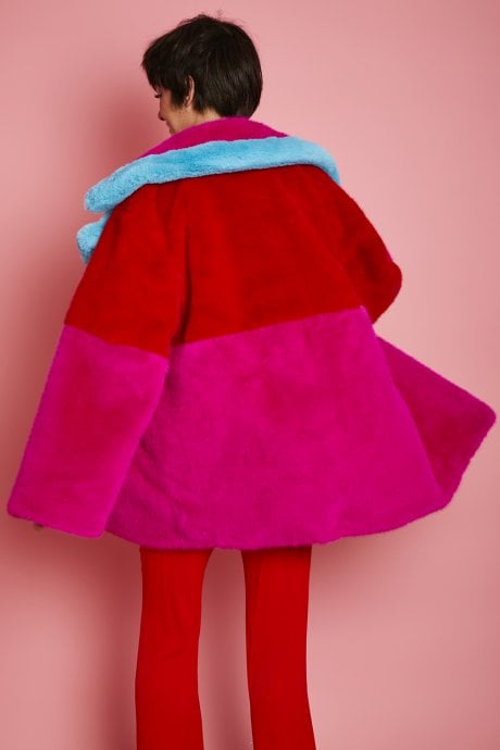 JAYLEY Pink Gigi Patchwork Coat