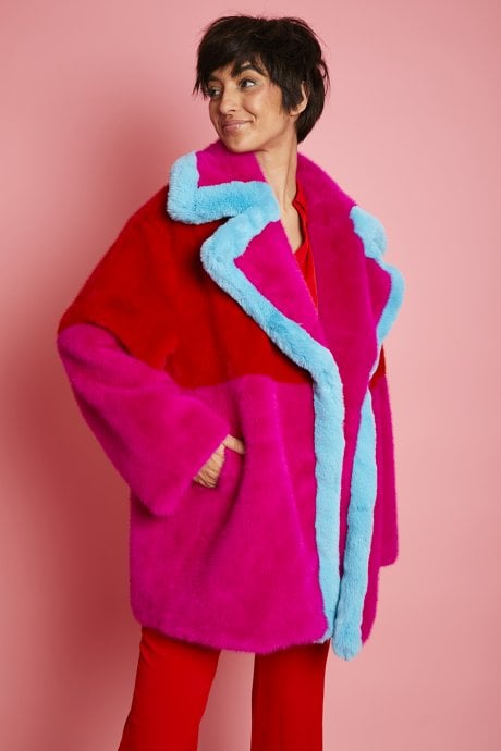 JAYLEY Pink Gigi Patchwork Coat