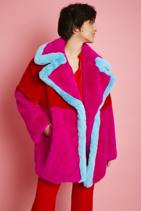 JAYLEY Pink Gigi Patchwork Coat