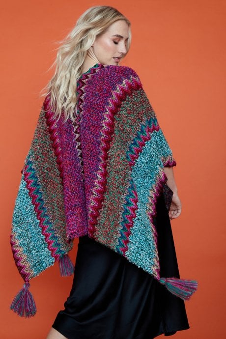 JAYLEY Pink Knitted Multi-Coloured Cape