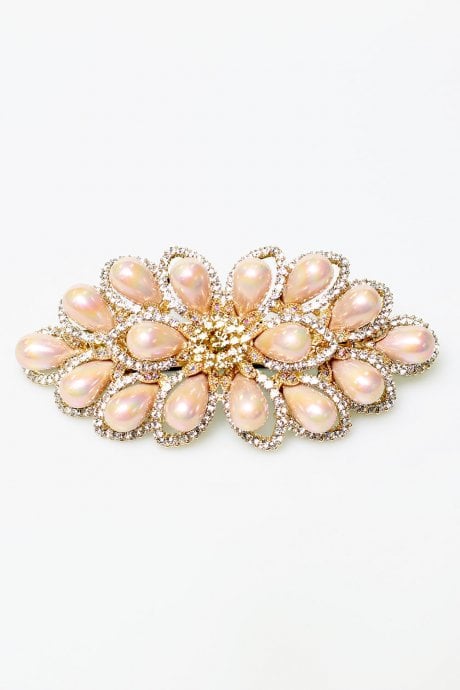 JAYLEY Pink Limited Hand Made Faux Pearl And Crystal Hair Clip