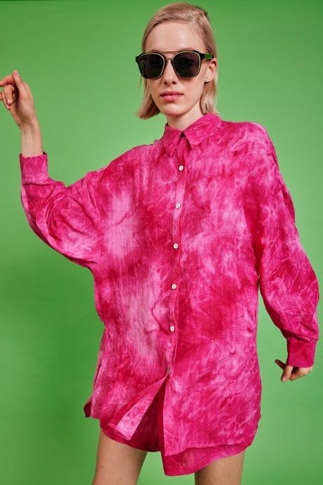 JAYLEY Pink Love Herb Green Shirt Dress