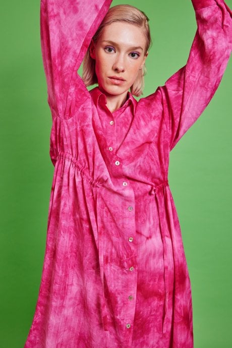 JAYLEY Pink Love Herb Maxi Shirt Dress