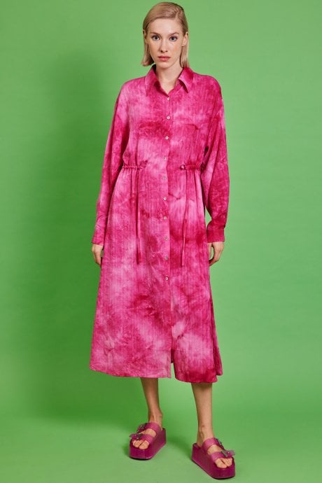 JAYLEY Pink Love Herb Maxi Shirt Dress