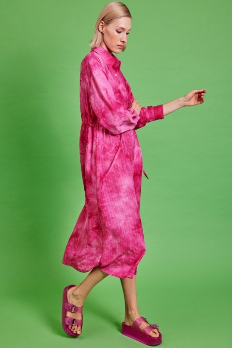 JAYLEY Pink Love Herb Maxi Shirt Dress