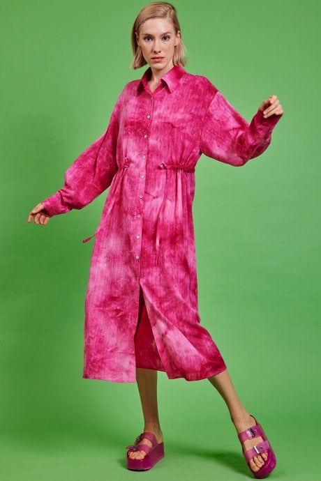 JAYLEY Pink Love Herb Maxi Shirt Dress