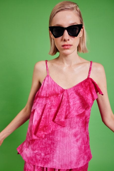 JAYLEY Pink Love Herb Ruffle Cami Top