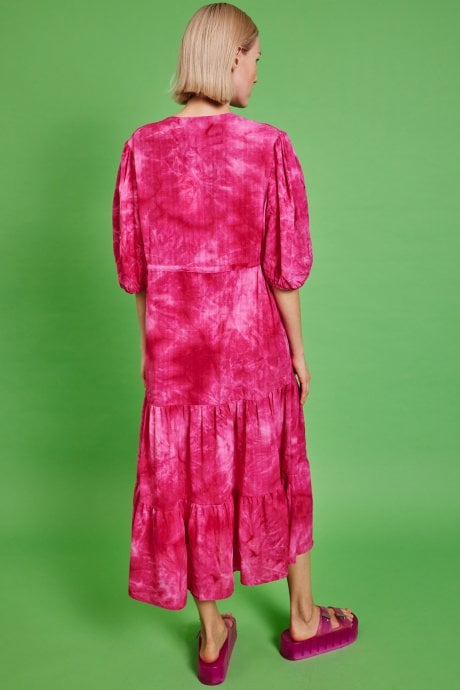 JAYLEY Pink Love Herb Ruffle Maxi Dress