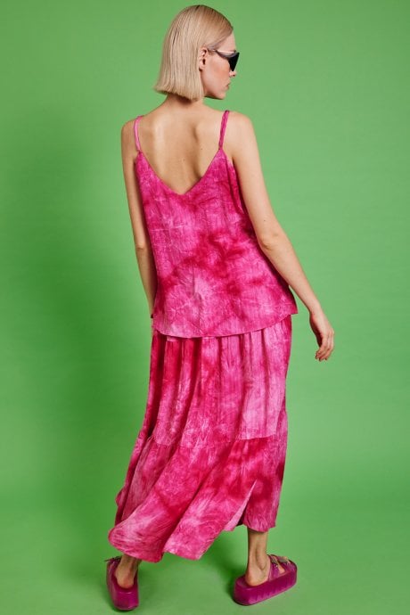 JAYLEY Pink Love Herb Ruffle Maxi Skirt