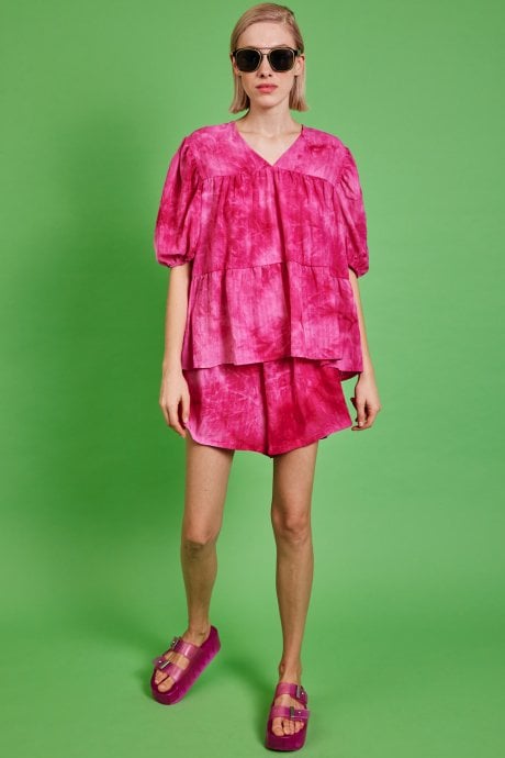 JAYLEY Pink Love Herb Ruffle Top