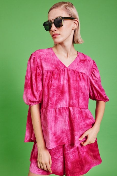 JAYLEY Pink Love Herb Ruffle Top