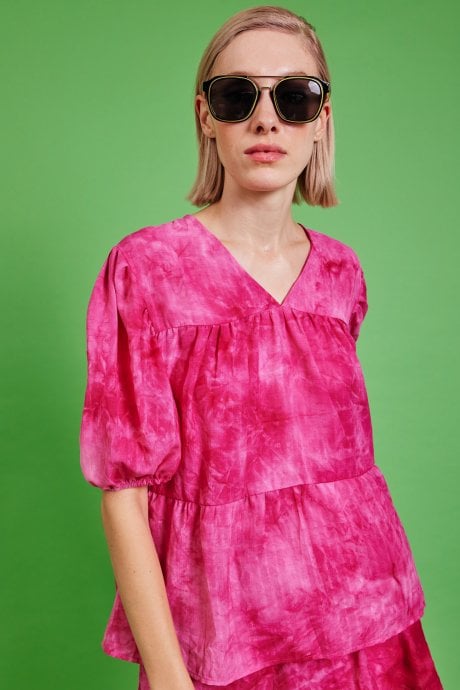JAYLEY Pink Love Herb Ruffle Top