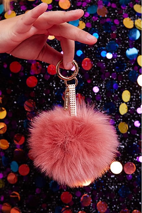JAYLEY Pink Luxury Faux Fur Pom Bag Charms