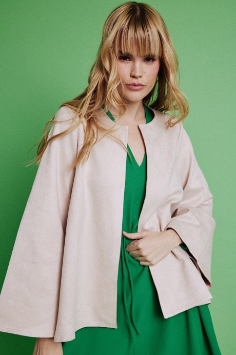 JAYLEY Pink Luxury Faux Suede Jacket
