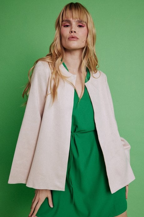 JAYLEY Pink Luxury Faux Suede Jacket