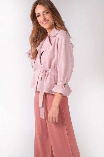 JAYLEY Pink Luxury Faux Suede Jacket