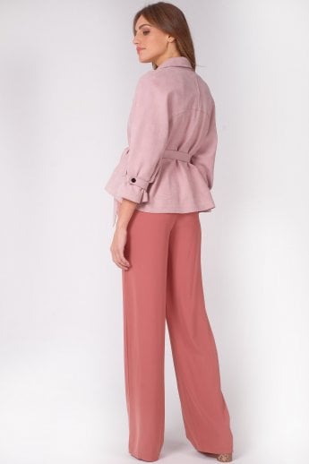 JAYLEY Pink Luxury Faux Suede Jacket