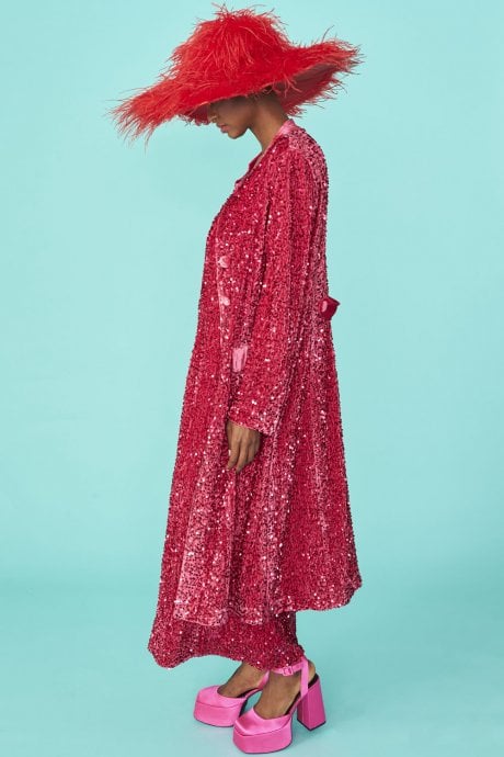 JAYLEY Pink Maxi Sequin Cami Dress