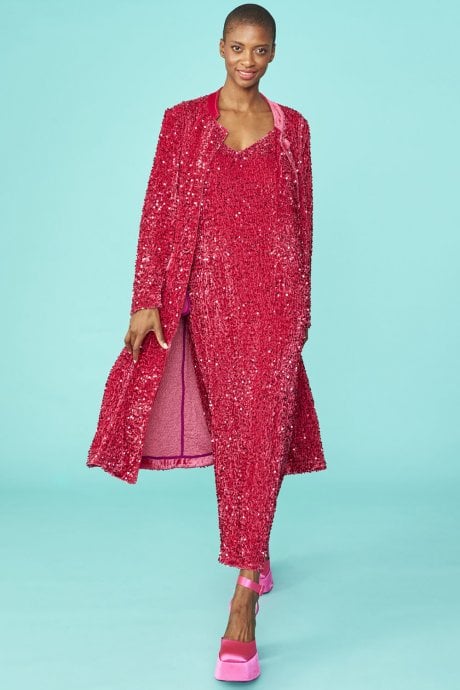 JAYLEY Pink Maxi Sequin Cami Dress