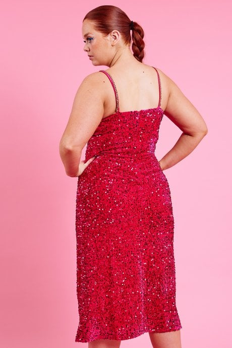 JAYLEY Pink Maxi Sequin Cami Dress