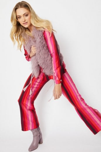 JAYLEY Pink Mongolian Wool Fur Gilet | Waistcoat
