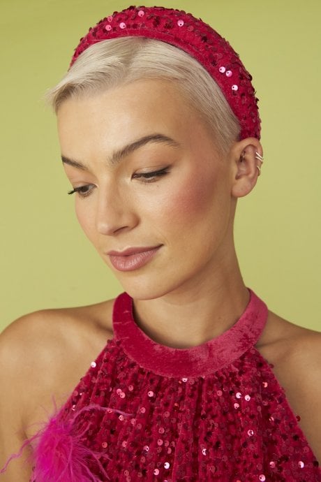 JAYLEY Pink Padded Sequin Headband