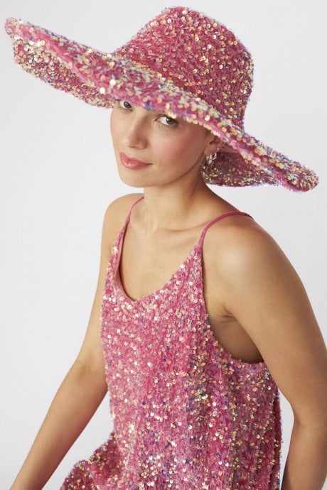 JAYLEY Pink Sequin Handmade Flapper Hat