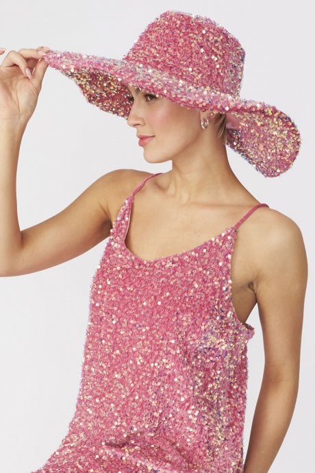 JAYLEY Pink Sequin Handmade Flapper Hat