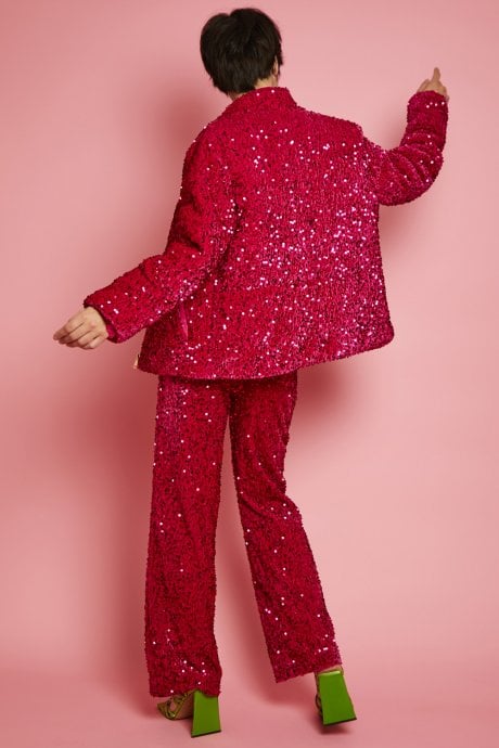 JAYLEY Pink Sequin Puffer Jacket
