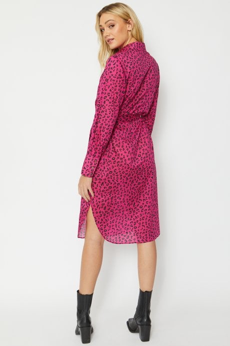 JAYLEY Pink Silk Blend Animal Print Dress