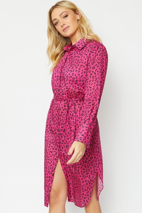 JAYLEY Pink Silk Blend Animal Print Dress