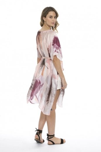 JAYLEY Pink Silk Blend Digital Print Kaftan