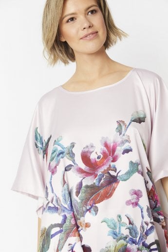 JAYLEY Pink Silk Blend Digital Print Kimono Dress