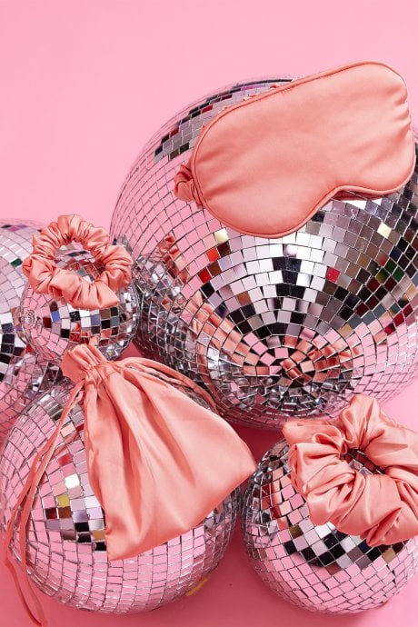 JAYLEY Pink Silk Blend Face Mask Eye Mask & Scrunchie Set