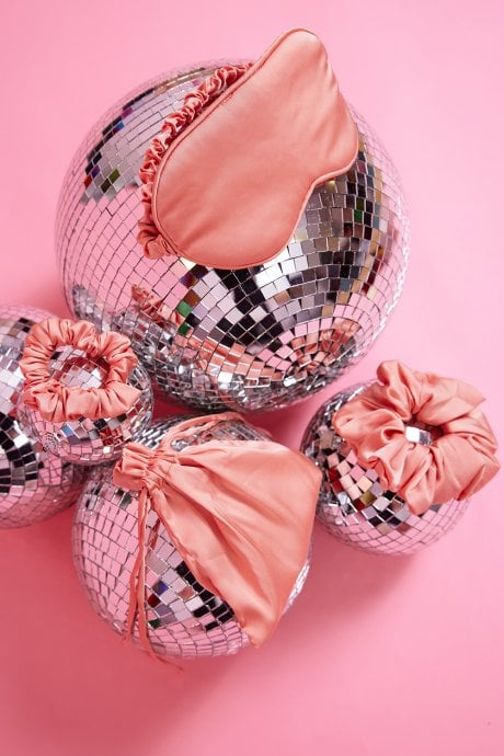 JAYLEY Pink Silk Blend Face Mask Eye Mask & Scrunchie Set