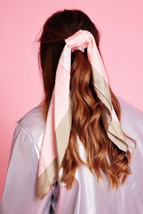 JAYLEY Pink Silk Blend Hair Scarf