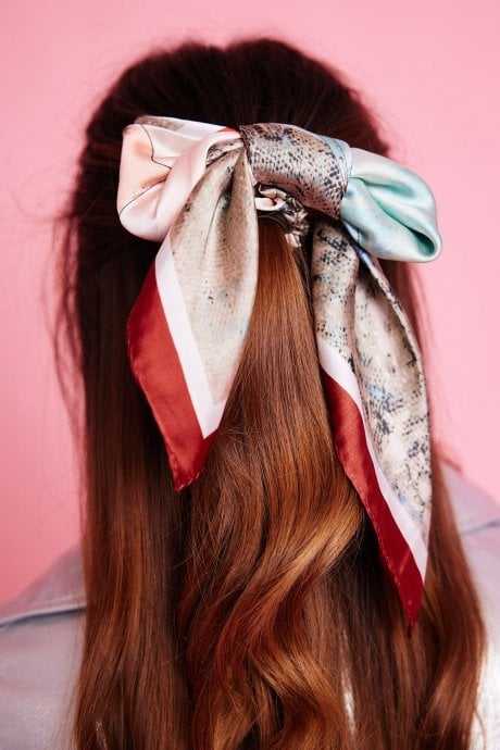 JAYLEY Pink Silk Blend Hair Scarf