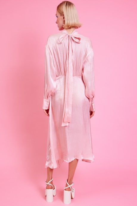 JAYLEY Pink Silk Blend Maxi Ruffle Dress