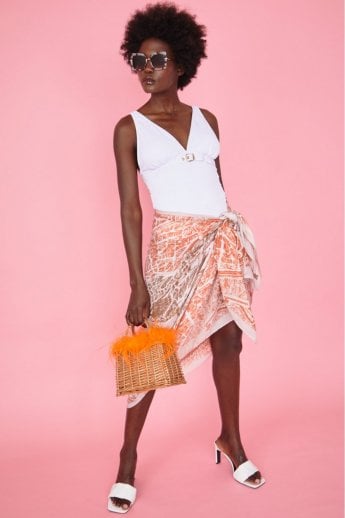 JAYLEY Pink Silk Blend Sarong