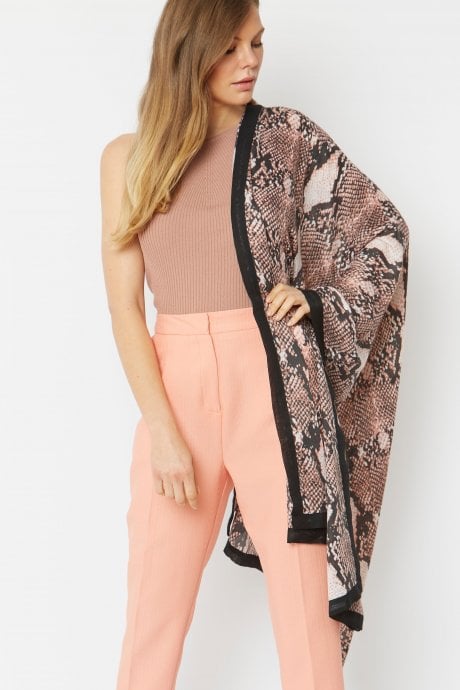 JAYLEY Pink Silk Blend Snake Print Scarf
