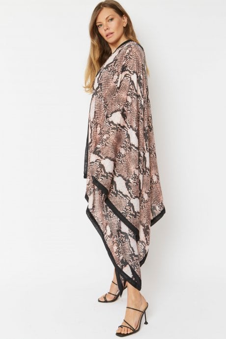 JAYLEY Pink Silk Blend Snake Print Scarf