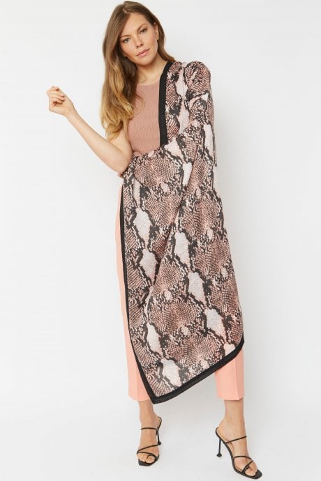 JAYLEY Pink Silk Blend Snake Print Scarf