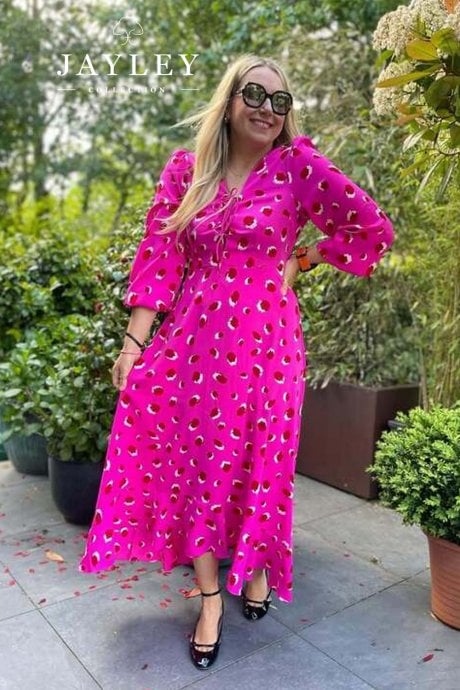JAYLEY Pink Silk Blend Sorrento Animal Print Maxi Dress